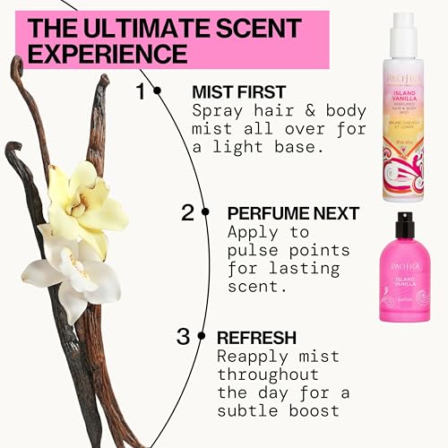 pacificas island vanilla 6oz hair and body mist, paraben-free, no alcohol, vegan and cruelty-free for women