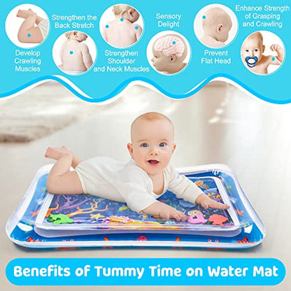 tummy time water mat inflatable baby development toys for 3 to 24 months infants and toddlers