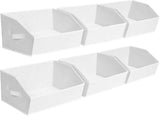 Closet Organizers Bins 6 Packs - Large Closet Shelf Organizer with Handles, Fabric Trapezoid Storage Bins, Collapsible Storage Cubes for Clothes, Towels, Light Gray