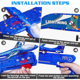3 pack airplane launcher toys 2 flight modes led foam glider catapult planes outdoor kids flying toys birthday gifts 3+ year old