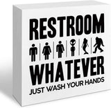Funny Restroom Bathroom Wooden Signs, Funny Bathroom Sayings, Humor Washroom Quotes Block Plaque, Wall Art/Home Decor, Rustic Wooden Box Signs, Farmhouse Decor, Housewarming Gift