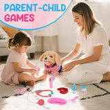 Toddler Toy 10 Pcs Interactive Retriever Robot Dog Toy - Walking & Stuffed Puppy with Stethoscope for Vet Role Play, Educational Toddler Gifts for 3 Year Old Girl