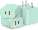 [4 Pack] USB C Charger Block Fast Charging Multiport Adpater [PD 20W USB-C & QC 3.0 USB-A Port] for i Phone 17/16/15/14/13/12/11/X/8, i Pad, Galaxy, Google, Galaxy & More - Zynora