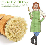 SUBEKYU Bamboo Dish Scrub Brush with Sisal Bristles for Natural Kitchen Cleaning
