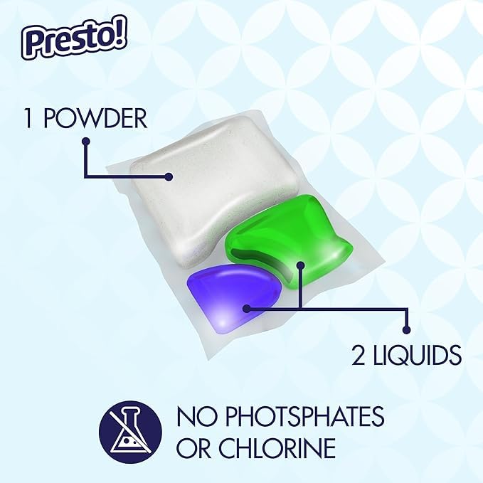 Presto! Triple Action Dishwasher Pacs, Anti-spotting, Fresh Scent, 70 Count