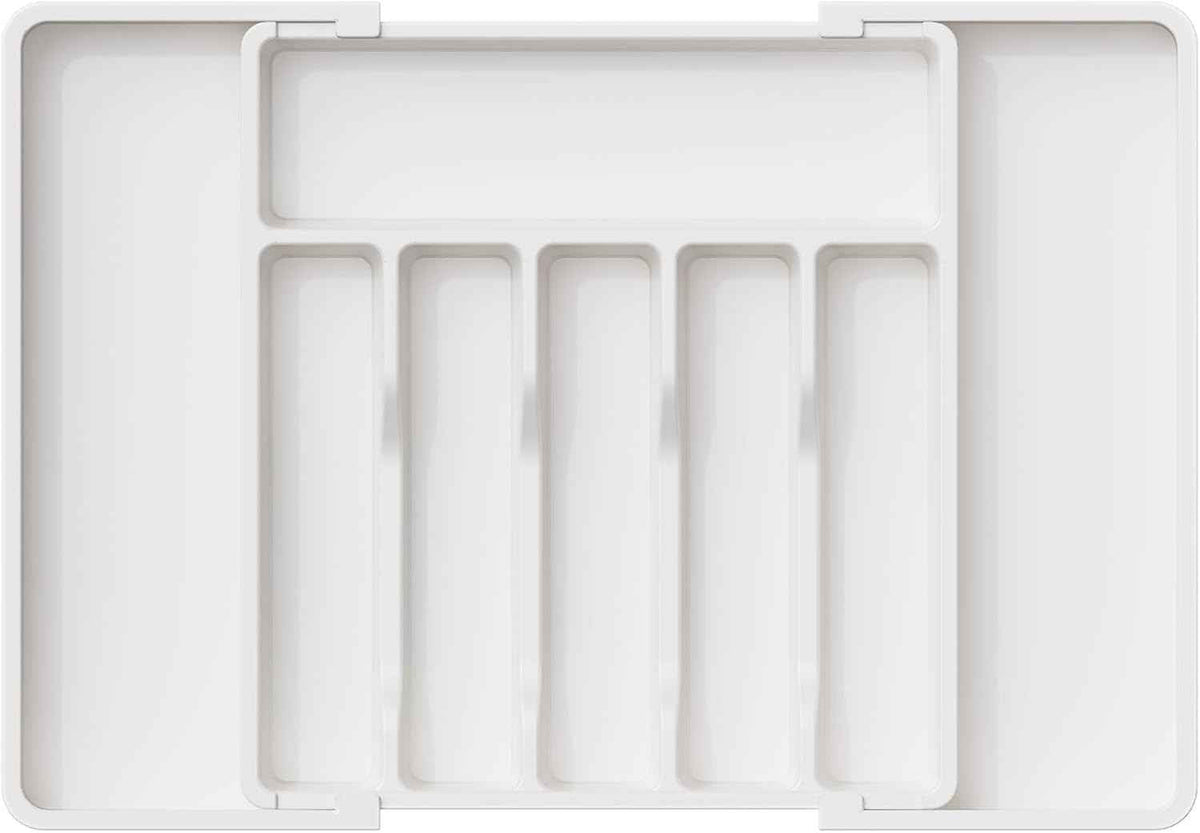 Lifewit Silverware Drawer Organizer, Expandable Utensil Tray for Kitchen, BPA Free Flatware and Cutlery Holder, Adjustable Plastic Storage for Spoons Forks Knives, 8.5-14 x 12", Black