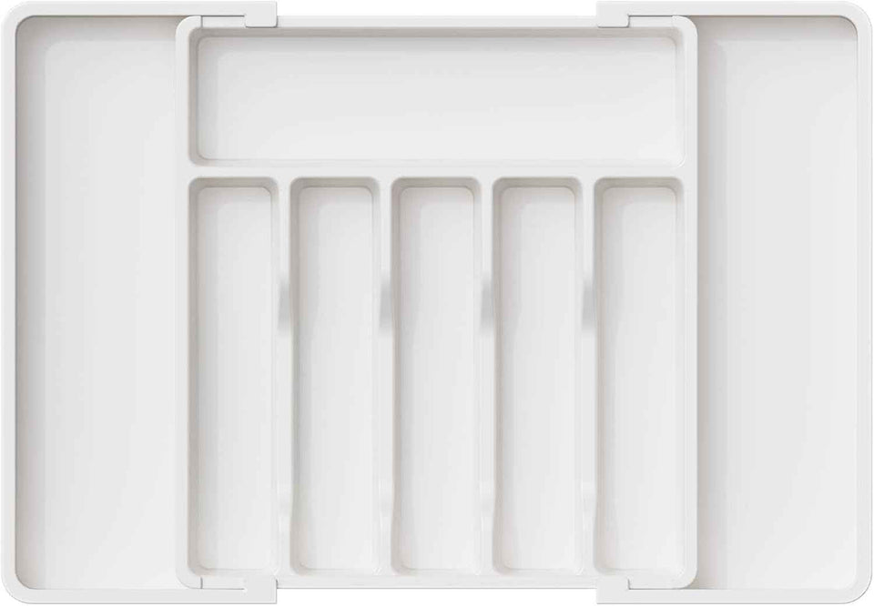Lifewit Silverware Drawer Organizer, Expandable Utensil Tray for Kitchen, BPA Free Flatware and Cutlery Holder, Adjustable Plastic Storage for Spoons Forks Knives, 8.5-14 x 12", Black