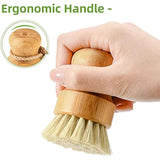 SUBEKYU Bamboo Dish Scrub Brush with Sisal Bristles for Natural Kitchen Cleaning