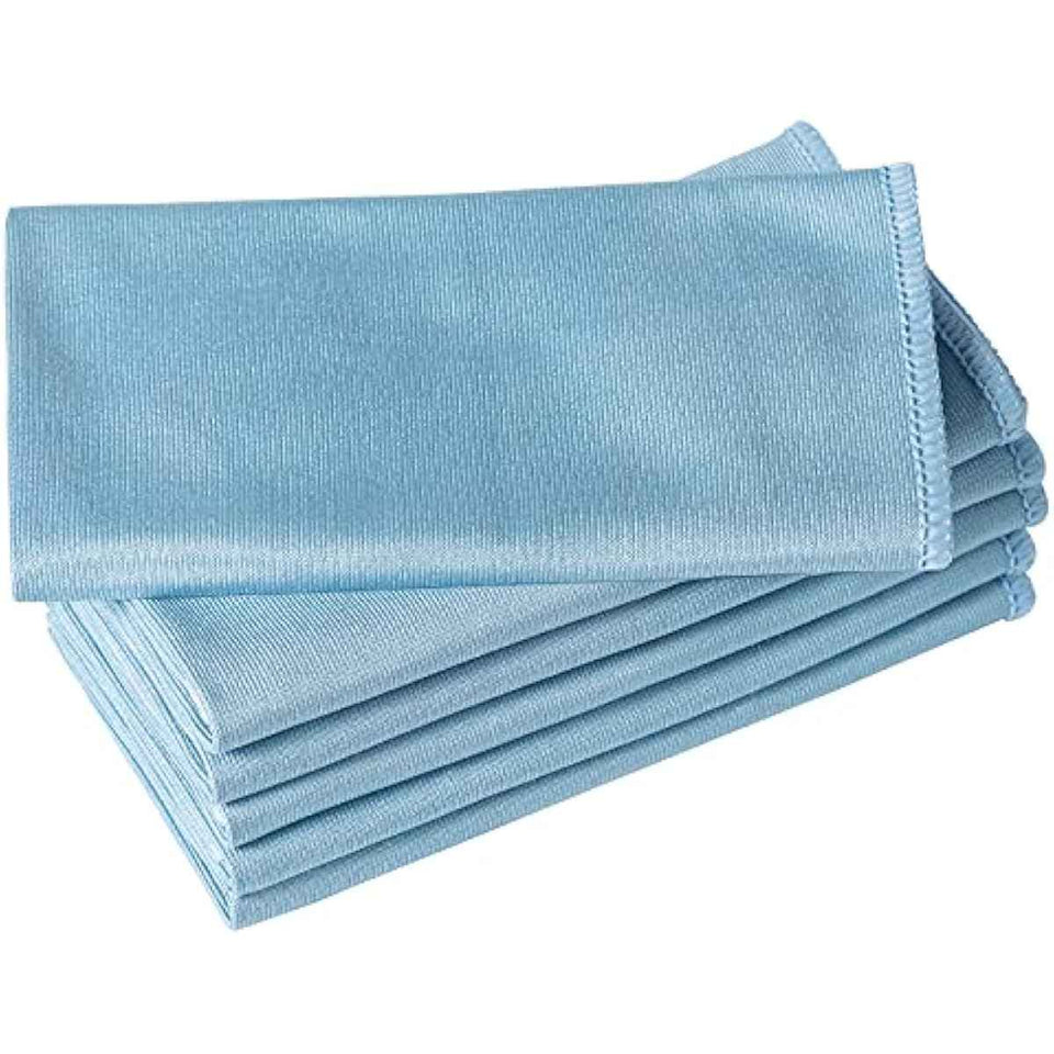 6 Pack Microfiber Glass Cleaning Cloth, 16 Inch X 16 Inch, Lint Free Quickly Clean Window, Glasses, Windshields, Mirrors, and Stainless Steel, Blue