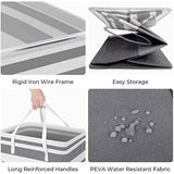 HomeHacks 2 Pack Large Laundry Baskets, Waterproof, Freestanding Laundry Hampers, Collapsible Clothes Hamper with Reinforced Handles in Laundry Room, College Dorm, Bathroom, Bedroom (Grey, 75Lx2)