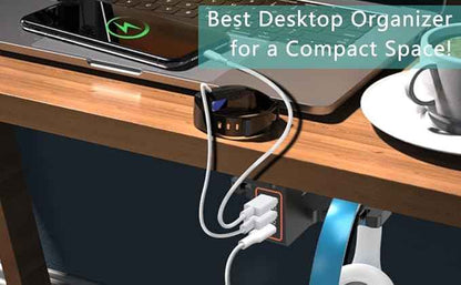 cozoo Headphone Stand with USB Charger Under Desk Headset Holder Mount 3 USB Charging Station,iWatch Stand Watch Dock Dual Earphone Hanger Hook,PC Accessories Gifts,UL Tested
