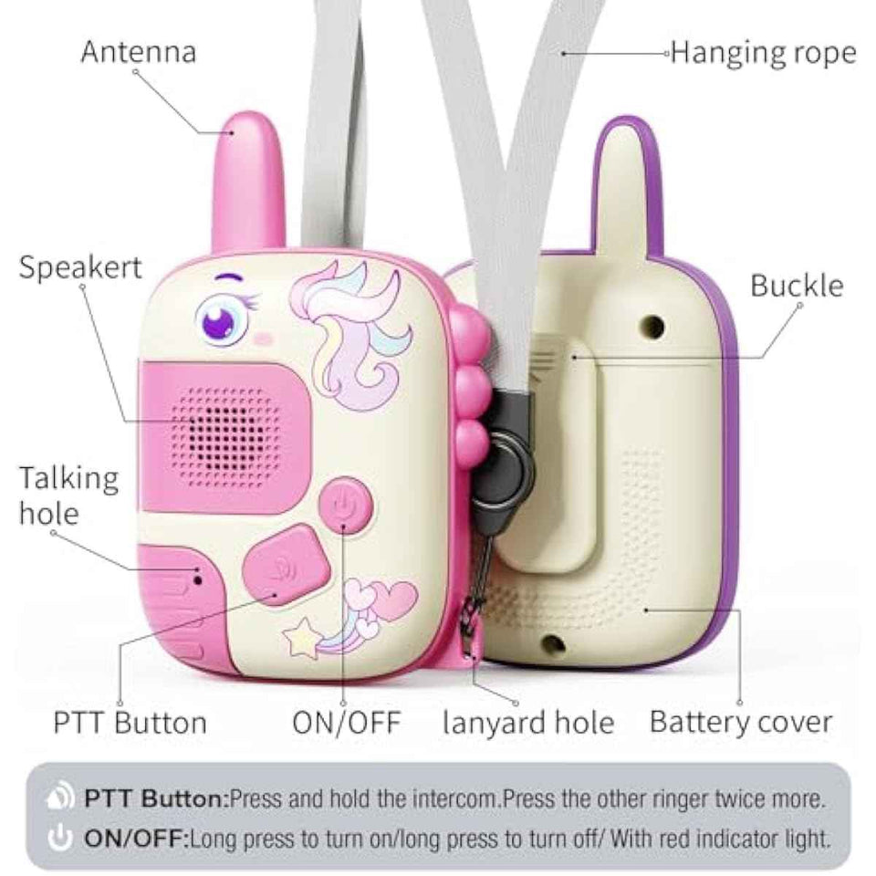 Walkie Talkies Toys for Girls:Unicorn Toys 2 Pack Birthday Gifts for 3 4 5-7 8 Year Old Girls Toy for 4 5 6 7 8-10 Year Old Camping Outdoor Games,Christmas Stocking Stuffers for Girls Kids