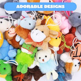 JOYIN 24 Pack Mini Animal Plush Toy Assortment (24 Units 3" Each), Animals Keychain Decoration for Kids, Small Stuffed Animal Bulk for Kids, Carnival Prizes, School Gifts, Valentines Goodie Bags