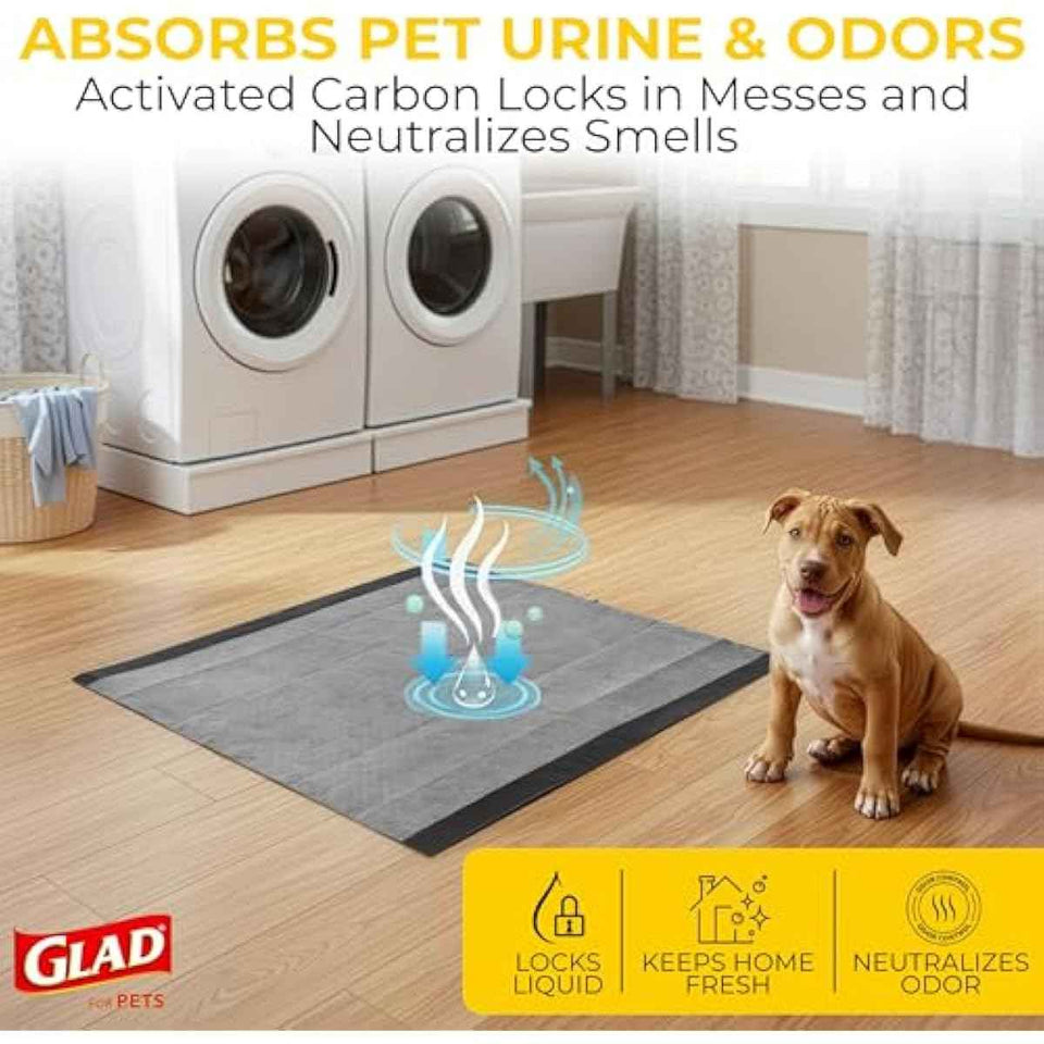 Glad for Pets Black Charcoal Puppy Training Pads with Odor Control and Pheromone Attractant, 23x23 in, 50 Count