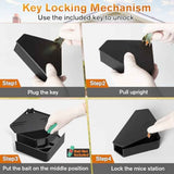 Anblak Mouse Station with Keys Black 6 Pack, Key Required Mouse Stations, Mice Stations, Keeps Children and Pets Safe Indoor & Outdoor