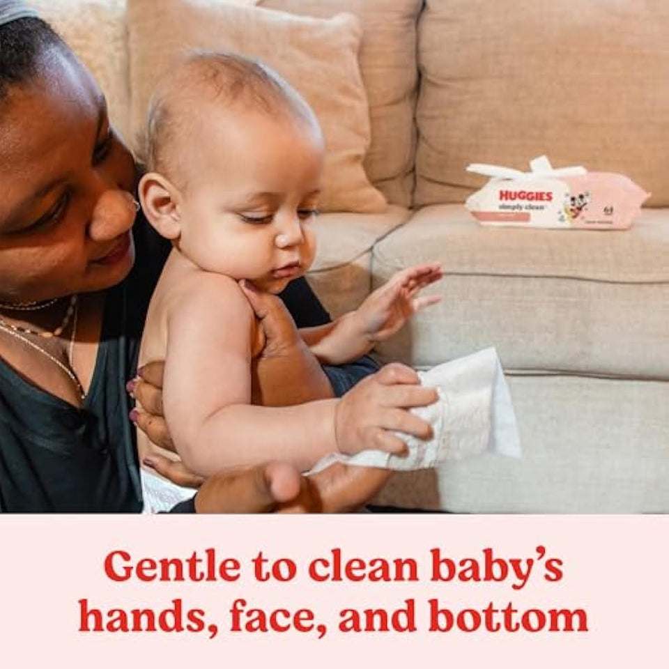 huggies simply clean fresh scent baby wipes, 3 flip-top packs of 64 (192 wipes total) - 3 x 64 count