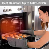 Oven Mitts and Pot Holders 6pcs Set with Non-Slip Silicone Surface, Grey