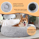jollyvogue calming anti-anxiety pet bed for small dogs and cats, 20-inch fluffy donut cushion