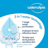 WaterWipes Sensitive+ Bathing Wipes, 3-In-1 Cleans, Cares, Protects, Unscented, Hypoallergenic, 99.9% Water, 16 Count, 1 Pack
