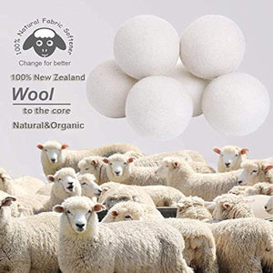 wool dryer balls organic xl 6-pack 100% new zealand wool chemical free softener for 1000+ loads baby safe