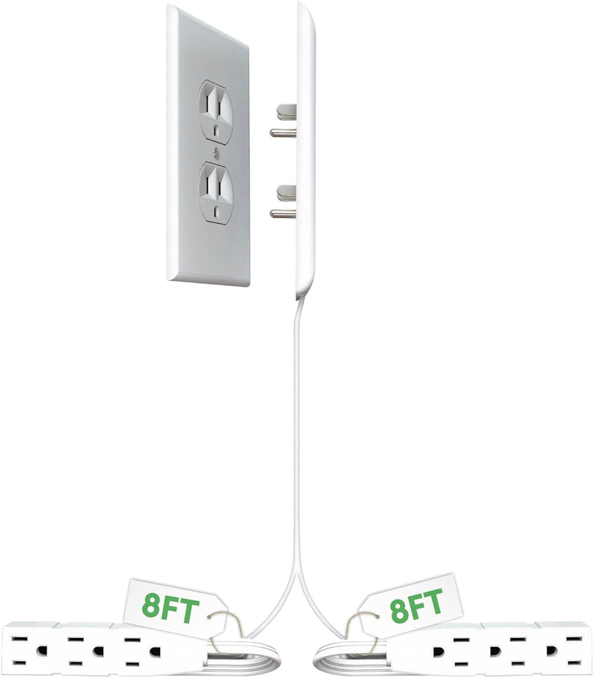 Sleek Socket original flat ultra-thin outlet concealer with extension cord kit, 3ft, multi-outlet power strip for home improvement