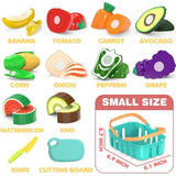 Kids pretend play cutting food toys with storage basket and knives, educational gift for toddlers