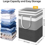 Waterproof 2 Pack Large Laundry Baskets with Reinforced Handles, Grey, 75Lx2