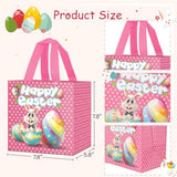 ysmile Non-Woven Easter Gift Bag for Kids Reusable with Handle, Carrot Bunny Chick Basket, Treat Bag Small Egg Hunt Bag 8 Pack