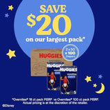 Huggies Overnites Size 5 Overnight Diapers, 50 Ct, 27+ lbs, Disney Designs
