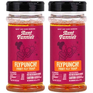 Aunt Fannie's FlyPunch Fruit Fly Trap for Indoor and Kitchen Use, Ready to Use, Made with Plant Based Ingredients, Safe Near Food, Each Bottle Lasts Up to 30 Days, Pack of 2