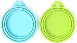 Comtim pet food can cover silicone can lids for dog and cat food, universal size, blue and green