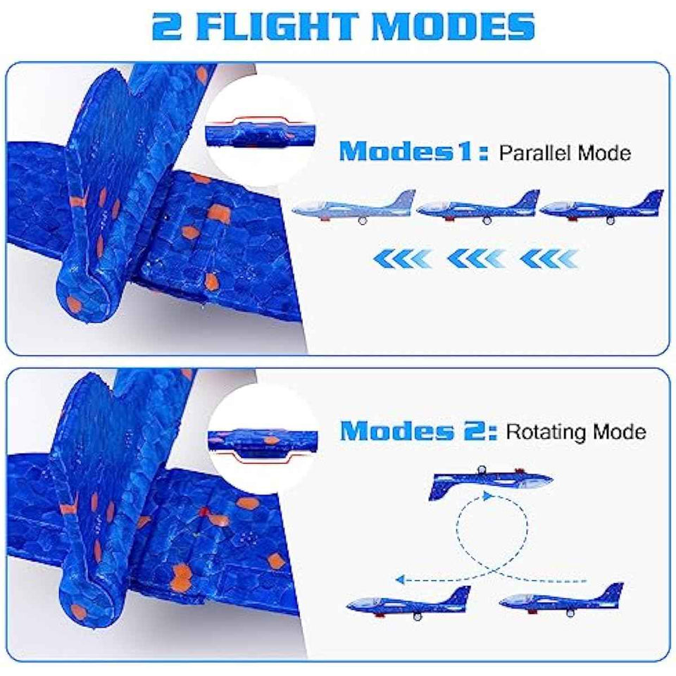 3 pack airplane launcher toys 2 flight modes led foam glider catapult planes outdoor kids flying toys birthday gifts 3+ year old