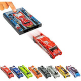 FLAT 2 FAST Original Stunt Card Racer - Crimson Red Compact Pocket Size Racecar Launcher with Built-in Button