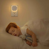 AUVON Plug-in LED Backlit Night Light with Motion Sensor & Dusk to Dawn Sensor, Dimmable Warm White Nightlight with 1-50 lm Adjustable Brightness for Bedroom, Bathroom, Stairs, Hallway (4 Pack)