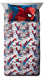 Jay Franco Marvel Spiderman Burst 4 Piece Twin Bed Set - Includes Reversible Comforter & Sheet Set - Bedding - Super Soft Fade Resistant Microfiber - (Official Marvel Product)