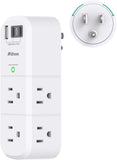 mifaso 3 sided swivel rotating plug surge protector with 6 ac multi plug wall outlets and 3 usb ports