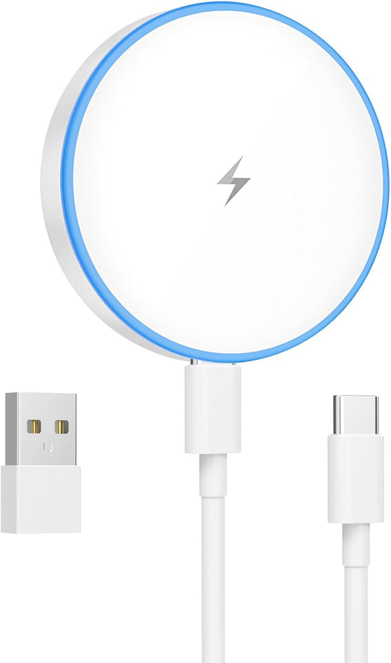 MagSafe Charger 2 Pack 15W Magnetic Wireless Charger Fast Charging Pad Compatible with iPhone 17/16/15/14/13/12 Series & AirPods 3/2/Pro Magnetic MagSafe Charging Pad with Dual Ports - Zynora