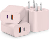 [4 Pack] USB C Charger Block Fast Charging Multiport Adpater [PD 20W USB-C & QC 3.0 USB-A Port] for i Phone 17/16/15/14/13/12/11/X/8, i Pad, Galaxy, Google, Galaxy & More - Zynora