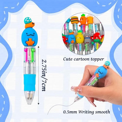 CZWZ 20Pcs Mini Multicolor Pens in One 4-in-1 Cute Pens Bulk for Kids, Fun Kawaii Ballpoint Pens for Birthdays and Children's Party Favors Gifts Teacher School Supplies