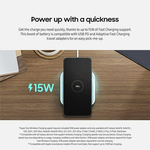 Samsung 15W Wireless Charger Single, Cordless Super Fast Charging Pad for Galaxy Phones and Devices, Compact Design, LED Indicator, USB C Cable Included, 2022, US Version, Grey