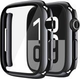 Misxi 2 Pack Tempered Glass Case Compatible for Apple Watch Series 11 (2025) Series 10 46mm, Screen Protector Cover for iWatch, Black