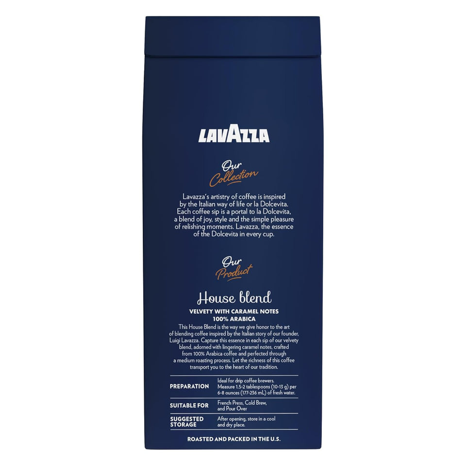 Lavazza House Blend Perfetto Ground Coffee 12oz, Medium Roast, 100% Arabica, Central and South America, Drip Brewers