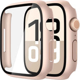 Misxi 2 Pack Tempered Glass Case Compatible for Apple Watch Series 11 (2025) Series 10 46mm, Screen Protector Cover for iWatch, Black