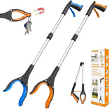32" 2-pack grabber reacher tool with 360° rotating jaw & magnet, foldable, durable, for seniors and limited mobility
