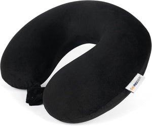 SAIREIDER Travel Pillow 100% PLre Memory Foam Travel Neck Pillow, Airplane Pillow for Traveling、Car、Home、Office，Washable Cover（Black）