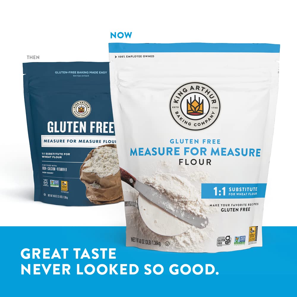 King Arthur Measure for Measure Gluten-Free Flour: All-Purpose 1:1 Substitute for Wheat Flour, Non-GMO, Kosher Certified, 3 lbs Bag for Baking Cookies, Cakes, Muffins