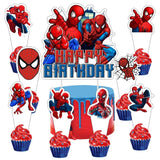 25pcs Spider Cake Decorations with 1pcs Cake Topper, 24pcs Cupcake Toppers for Spider Birthday Party Supplies