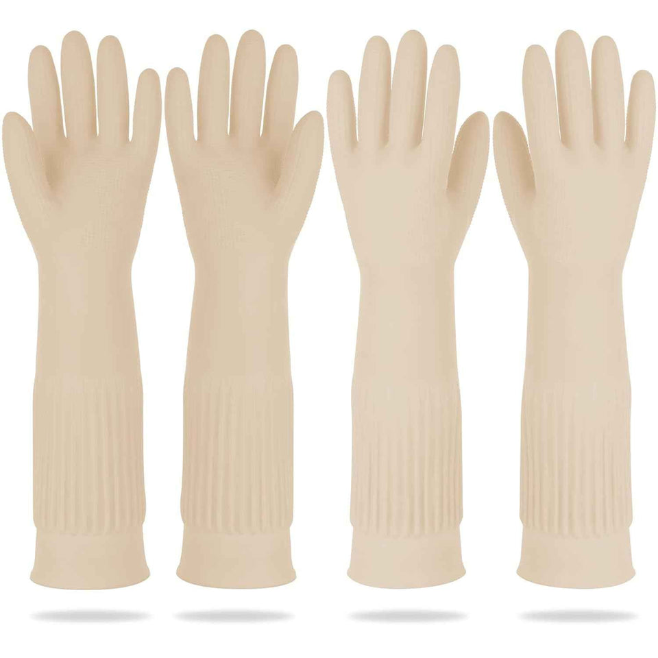 Mamison 2 Pairs Reusable Waterproof Household Dishwashing Cleaning Rubber Gloves, Non-Slip Kitchen Glove (Pink, Medium (Pack of 2))