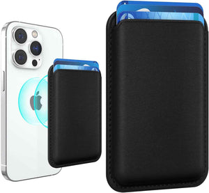 Stronger Magnetic RFID Leather Mag-Safe Card Holder for iPhone 16 Series, Mag-Safe Accessories Stick on Series of iPhone 17/16/15/14/13/12 and Pro/Promax, Black