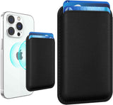 Stronger Magnetic RFID Leather Mag-Safe Card Holder for iPhone 16 Series, Mag-Safe Accessories Stick on Series of iPhone 17/16/15/14/13/12 and Pro/Promax, Black
